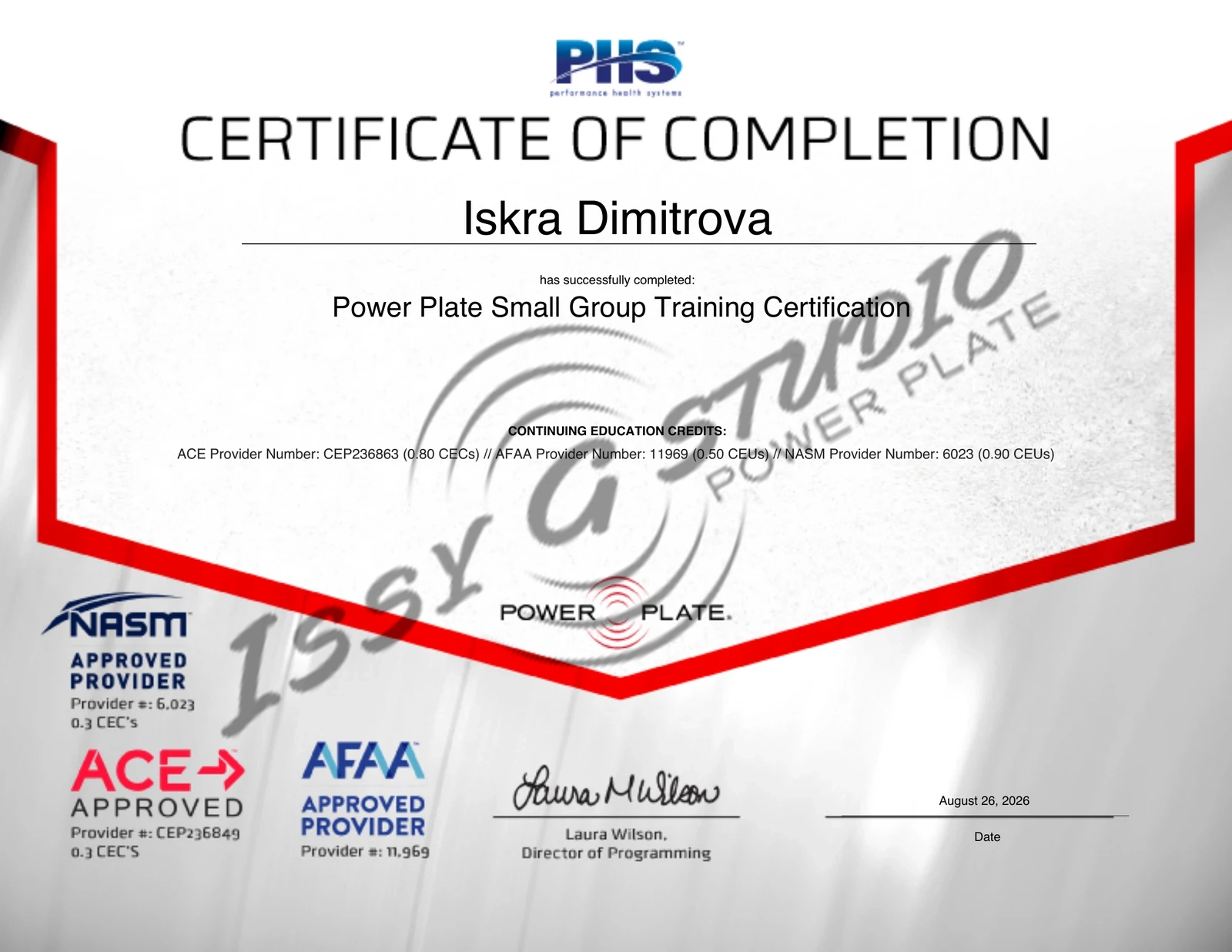 Искра Димитрова – Power Plate Small Group Training Certification